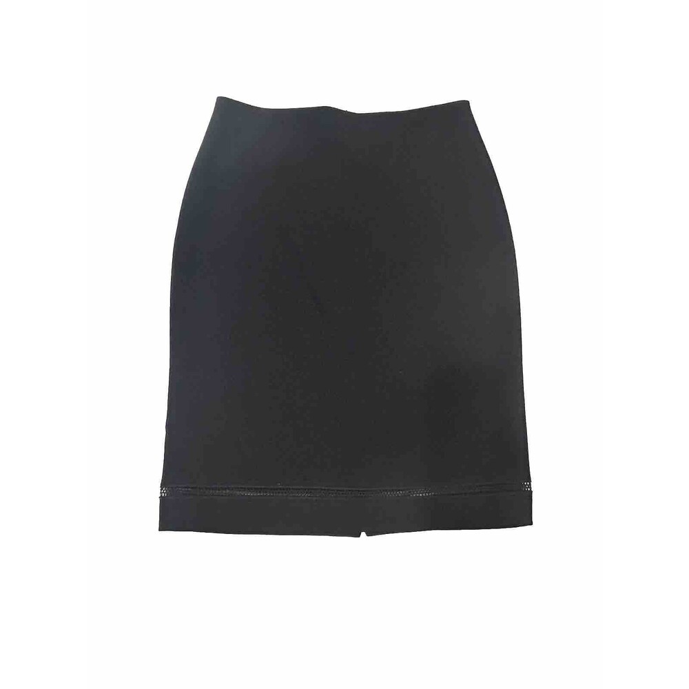 St. John Size 6 Black Knee Length Pencil Straight Skirt Lattice Hem